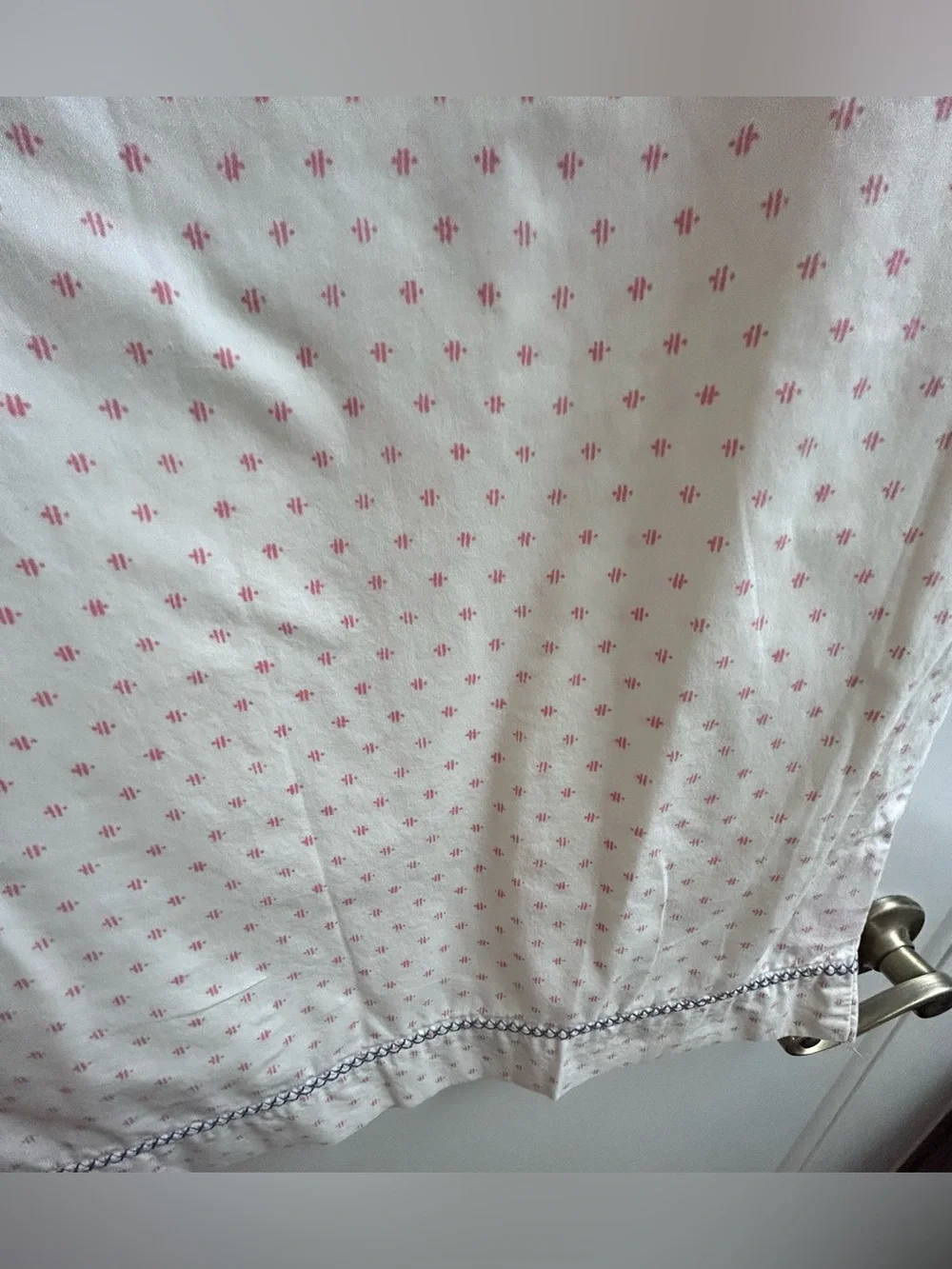 Opal House Sheet Set 3 Piece White & Salmon with Blue Embroidery Border XL Twin